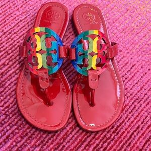 Tory Burch sandals- red with colors
